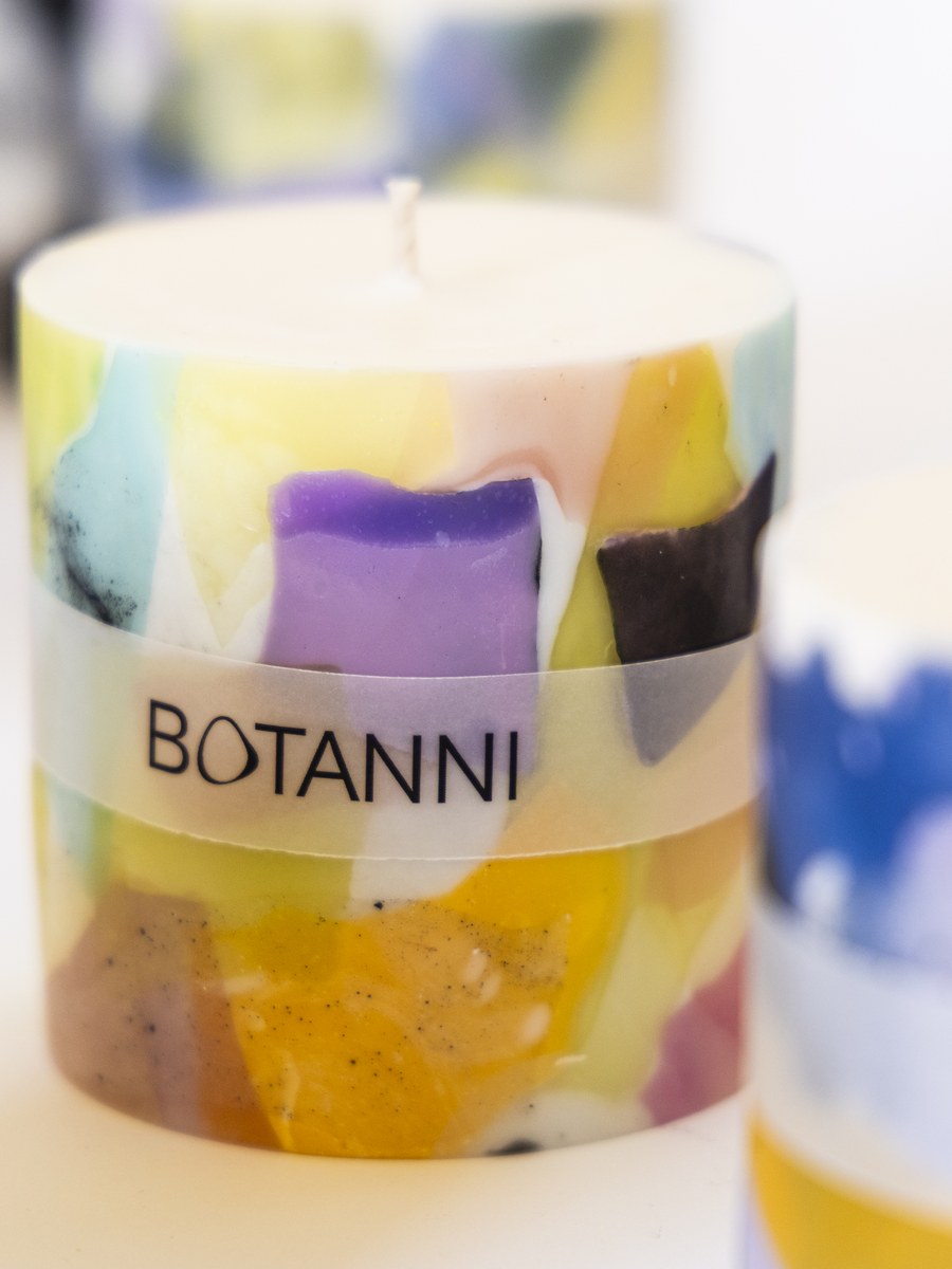Botanni Kerze, Gelb-Lila-Ton